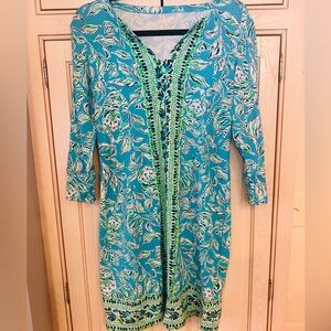 Lilly Pulitzer Floral Green and Blue Dress, Size S